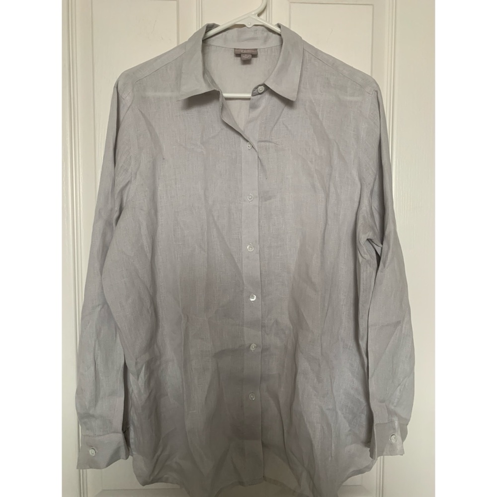 J Jill Linen Gray Long Sleeved Tunic Women’s Size Medium